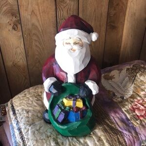 Handcrafted Santa Claus Figurine with Gift Bag